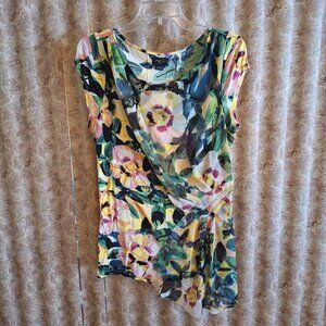 Mixed media assymetrical hem blouse Deletta size L
